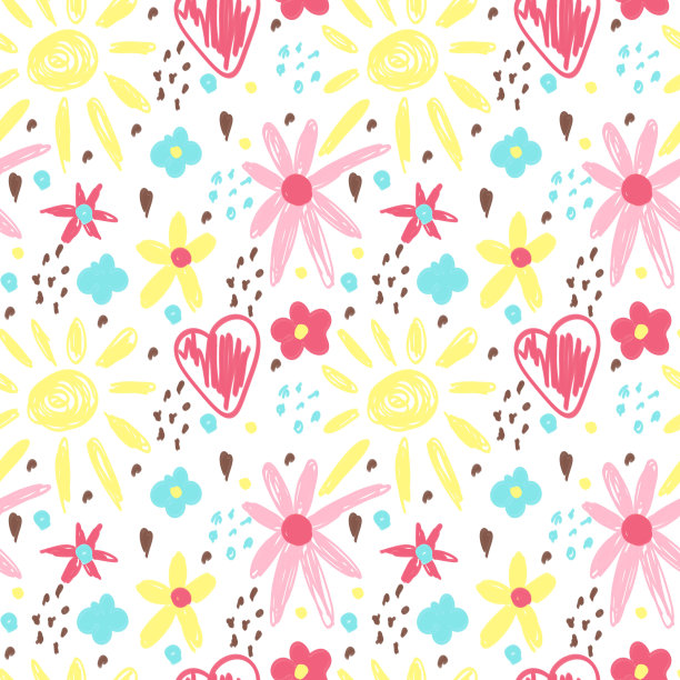 花卉无缝模式。手绘插图图片下载