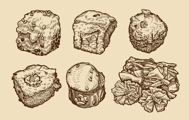 寿司和卷是亚洲食物的草图图片下载