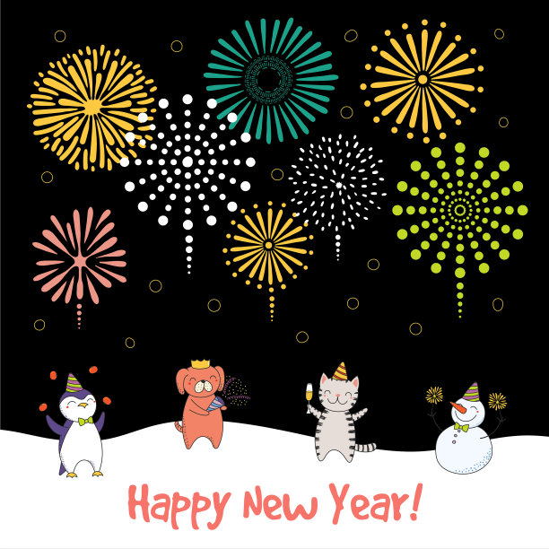 可爱的新年卡片横幅图片下载