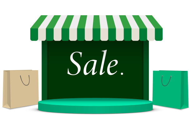 绿色的讲台，绿色的店铺背景图片下载