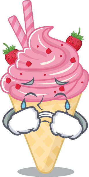 卡通人物设计草莓冰淇淋图片下载