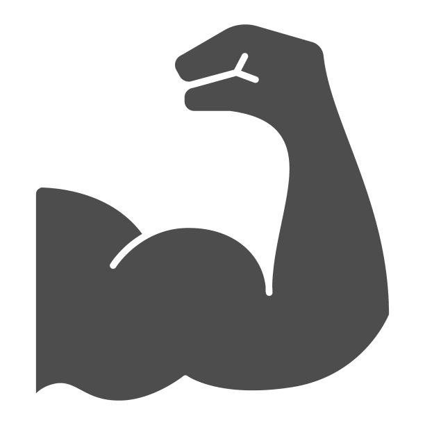 二头肌固体图标健身房锻炼概念二头肌标志图片下载