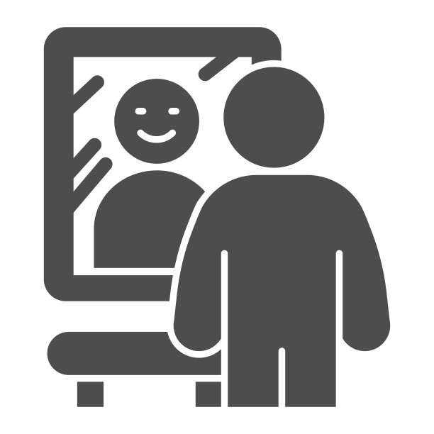 微笑的男人在镜子前固体图标自己图片下载