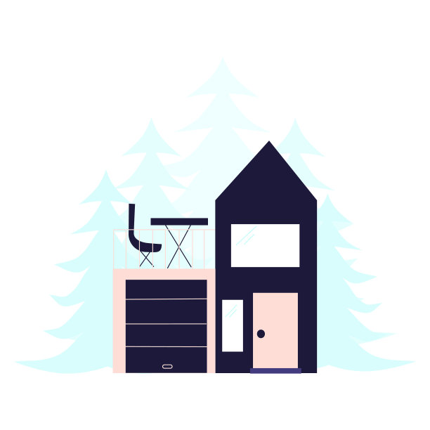 带车库和露台的孤立小房子图片下载