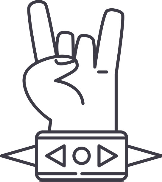 摇滚手图标线性孤立薄图片下载