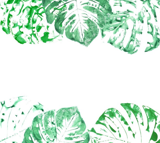 水彩画棕榈叶将棕榈叶上的水涂上颜色，然后放在纸上图片下载