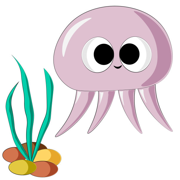 可爱的卡通水母。彩色插图图片下载