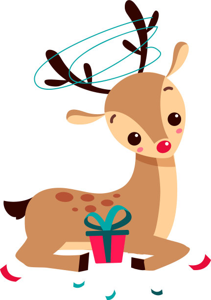 可爱的圣诞小鹿与礼盒圣诞快乐图片下载