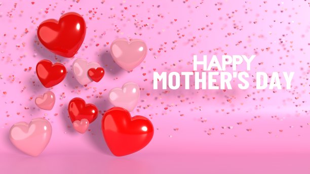 用五彩纸屑在粉色背景上庆祝Mpother的节日图片下载