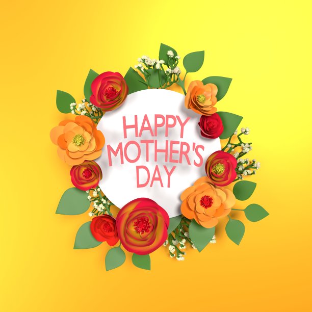 短信和鲜花庆祝母亲节图片下载