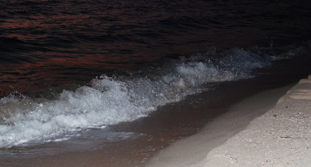 日落时海滩上的波浪图片下载