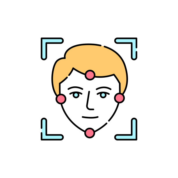 人脸识别颜色线图标。身份证明及验证人员。象形文字用于网页、手机应用、促销。图片下载