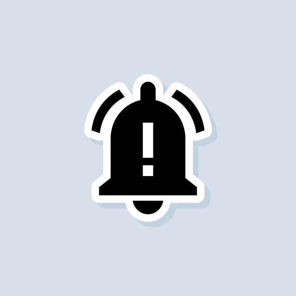 通知贴纸。铃声通知和声音图标。接收收件箱邮件的通知铃图标。闹钟响了。矢量在孤立的白色背景。每股收益10图片下载