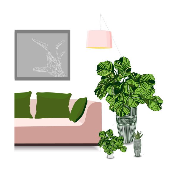 一张粉色的沙发和一张漂亮的追逐画图片下载