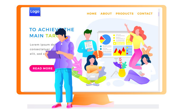 网上商店网站布局与愉快的买家和图片下载