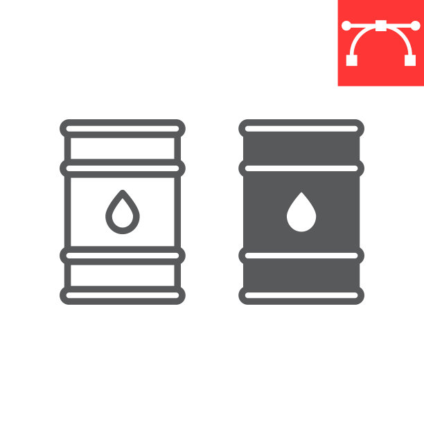 油桶线和字形图标，工业和燃料，油桶容器矢量图标，矢量图形，可编辑笔画轮廓符号，eps 10。图片下载