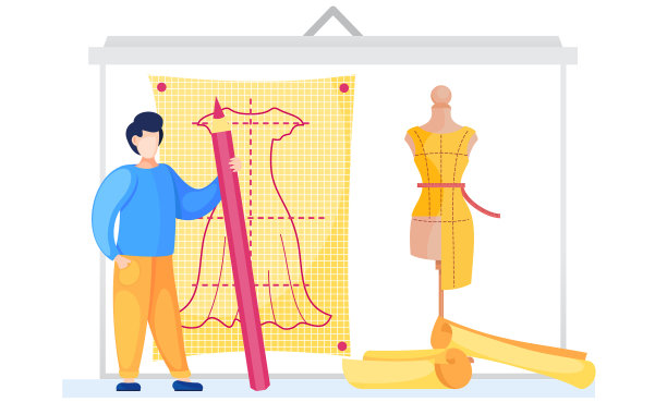 时装设计师正在用黄色做图案图片下载