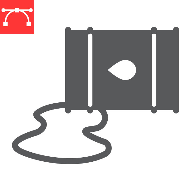 溢油字形图标，溢油和燃油，油桶泄漏矢量图标，矢量图形，可编辑笔画固体符号，eps 10。图片下载