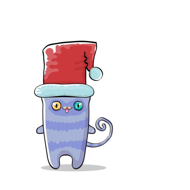 卡通圣诞老人猫的性格与红色图片下载