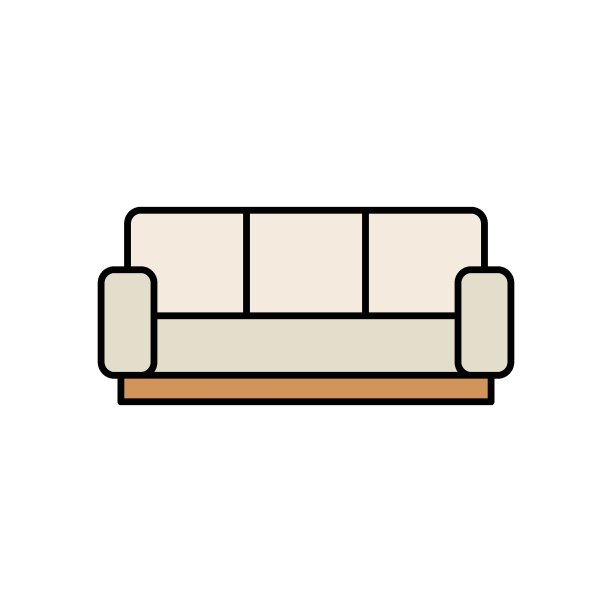 家庭办公室电视休息室家具双沙发沙发座位矢量图标设计图片下载