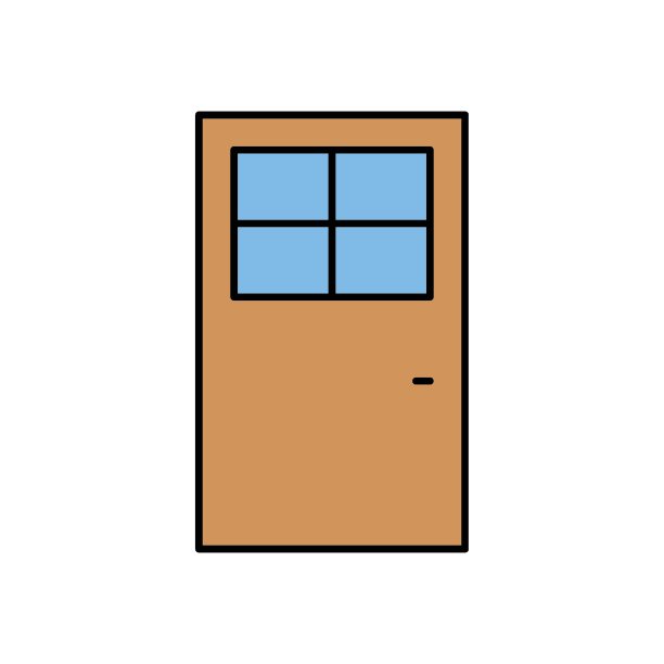 办公室天井门与镜子顶部矢量图标设计概念图片下载