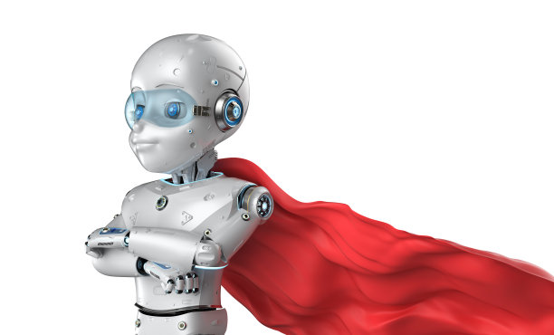 卡通人物的可爱机器人穿着红色斗篷图片下载