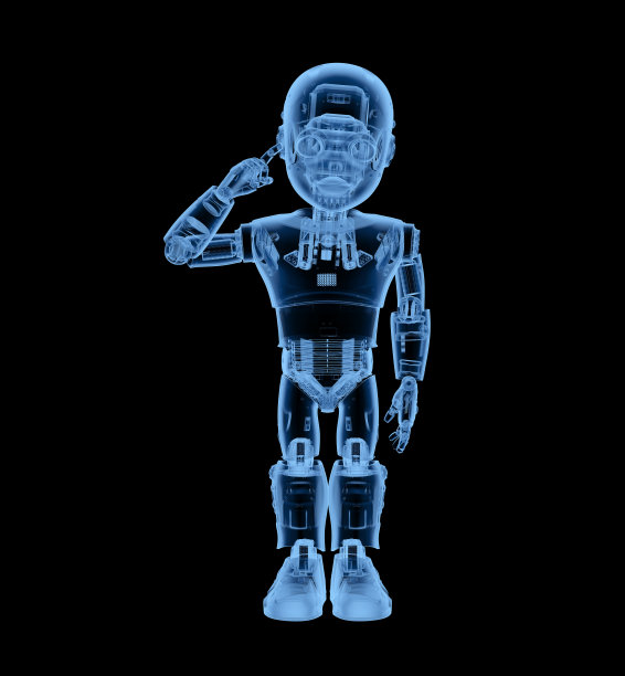 可爱的x光机器人与卡通人物思考图片下载