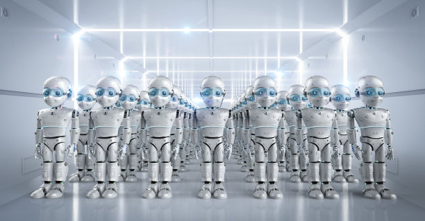 一群可爱的卡通机器人图片下载