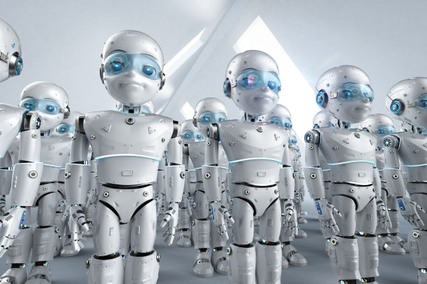 一群可爱的卡通机器人图片下载