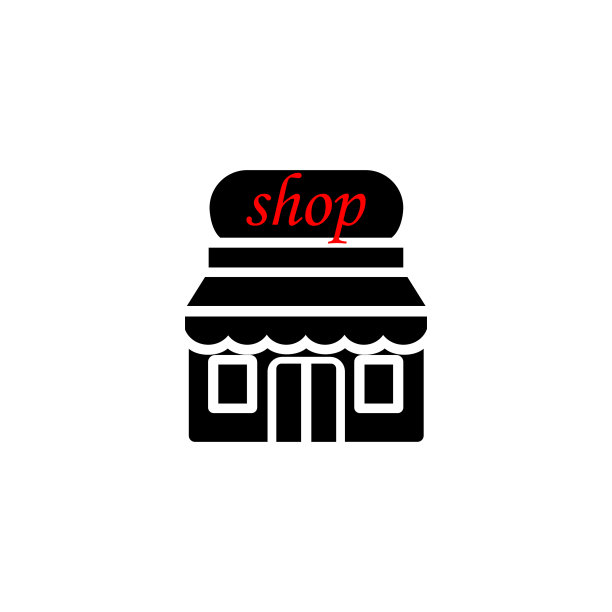 可爱的商店图标与遮阳篷在一个白色的背景图片下载