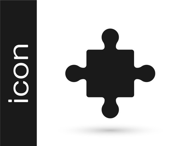 黑色拼图块玩具图标孤立在白色图片下载