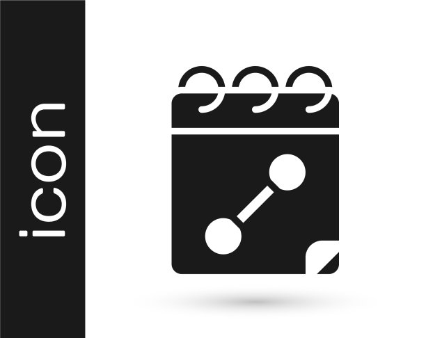 黑色日历健身图标隔离在白色图片下载