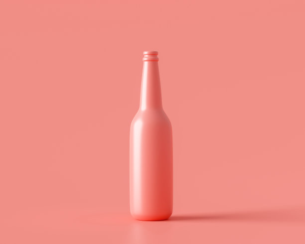 粉红色的饮料瓶饮料玻璃上粉彩背景与空白产品设计。3 d渲染。图片下载