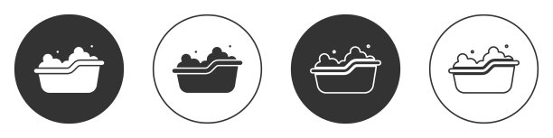 黑色浴缸和泡沫内的图标图片下载