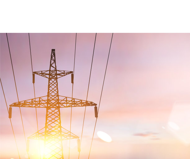 日落天空上的高压塔图片下载