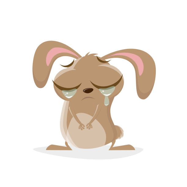 矢量插图的一个非常悲伤的卡通兔子图片下载