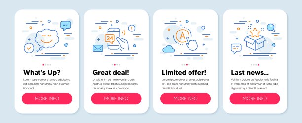 一组技术图标，如语音气泡，Ab测试，24小时服务符号。忠诚计划线图标。向量图片下载