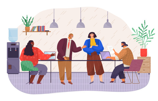 商务人士在办公室里围着桌子一起交谈和工作，会有富有成效的谈话图片下载