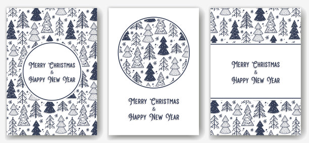 明信片圣诞森林新年假期图片下载