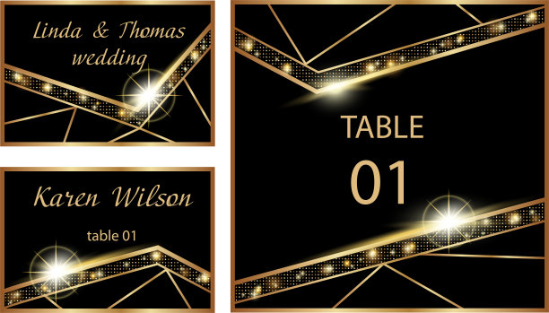 带有金色几何框架和灯光效果的请柬或贺卡和名片。深色背景上的金色光泽和线条。现代抽象向量元素图片下载