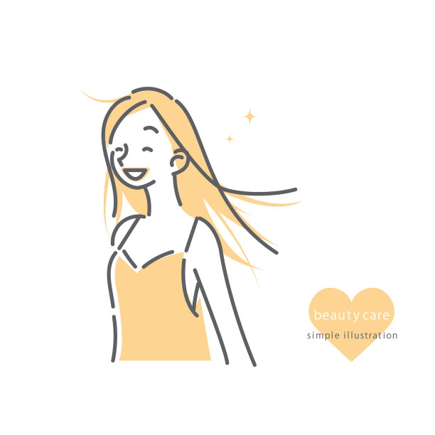 女人，护肤护发，线条艺术，双色图片下载
