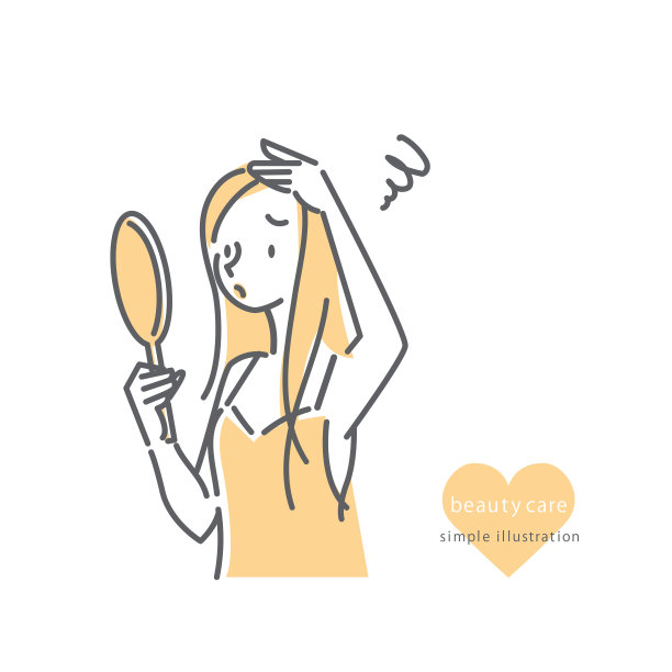 女人，护肤护发，线条艺术，双色图片下载