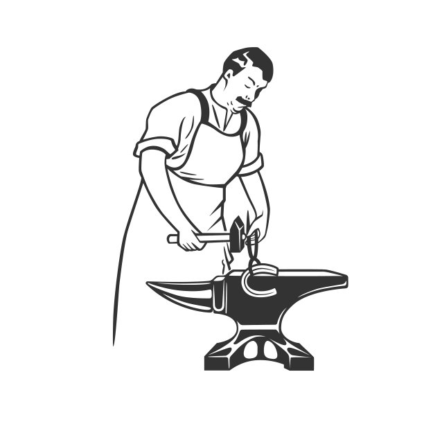 铁匠孤立符号风格化复古徽章图片下载