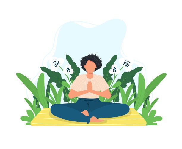 瑜伽冥想的女人在绿色草地。公园的瑜伽姿势。女孩放松健康健身。图片下载