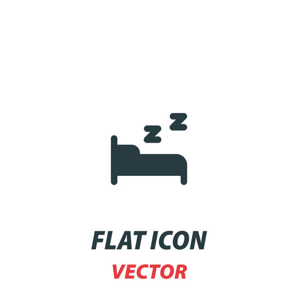 床上的图标在一个扁平的白色象形文字上图片下载