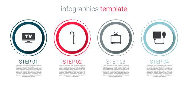 设置智能电视，手杖，复古电视和血压。业务信息模板。向量图片下载