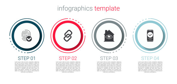 设置指纹，链，房子与眼睛扫描和智能手机。业务信息模板。向量图片下载