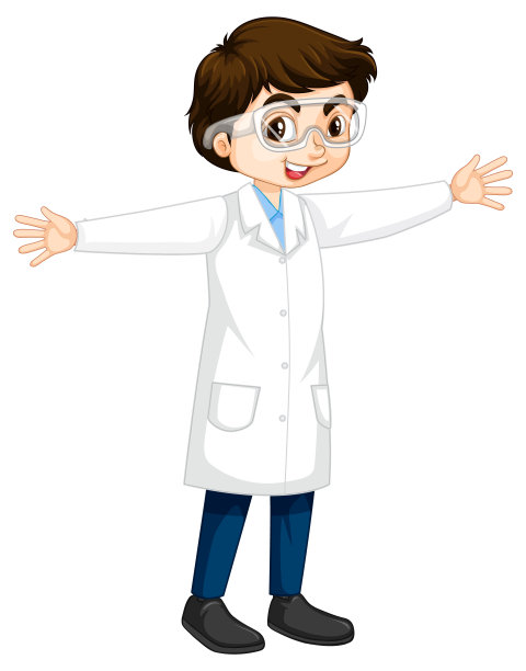一个穿着实验服的男孩卡通人物图片下载