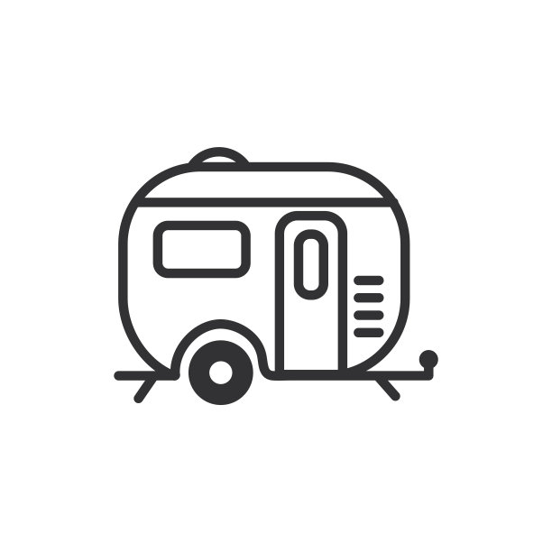 露营拖车图标。露营者孤立的白色背景。图片下载