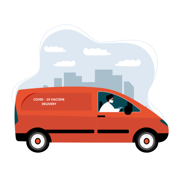 向接种中心运送covid-19疫苗的卡车媒介插图。向世界各地医院分发药品。快速交付和运输。“n”n图片下载